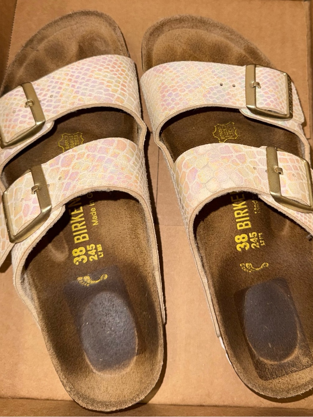 Birkenstock Iridescent Arizona Sandal size 38